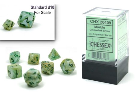 Chessex Marble Mini Green Dark Green 7-Die Set Online now