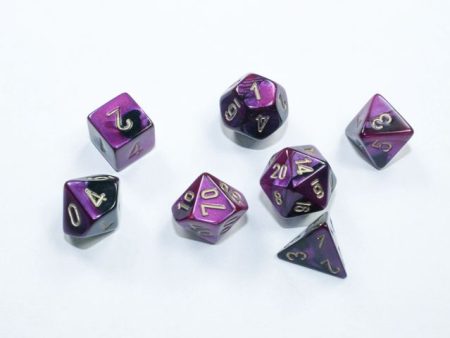 Chessex Gemini Mini Black-Purple Gold 7-Die Set For Discount