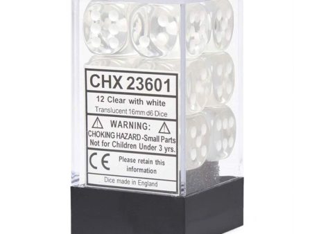 Chessex Translucent 16mm d6 Clear White Block (12) Supply