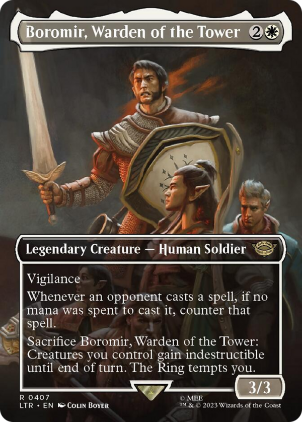 Boromir, Warden of the Tower (Borderless Alternate Art) [The Lord of the Rings: Tales of Middle-Earth] For Sale