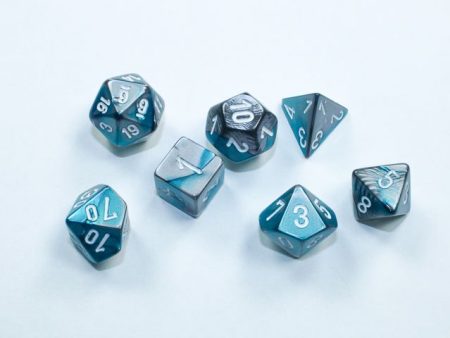 Chessex Gemini Mini Steel-Teal White 7-Die Set Online