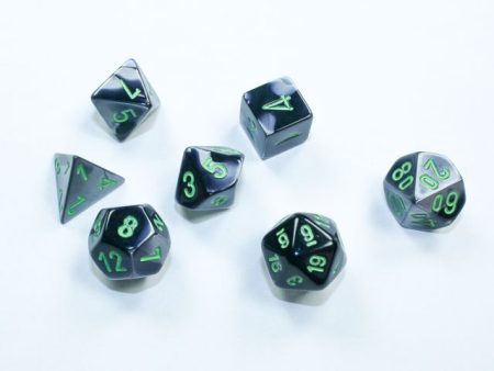 Chessex Gemini Mini Black-Grey Green 7-Die Set on Sale