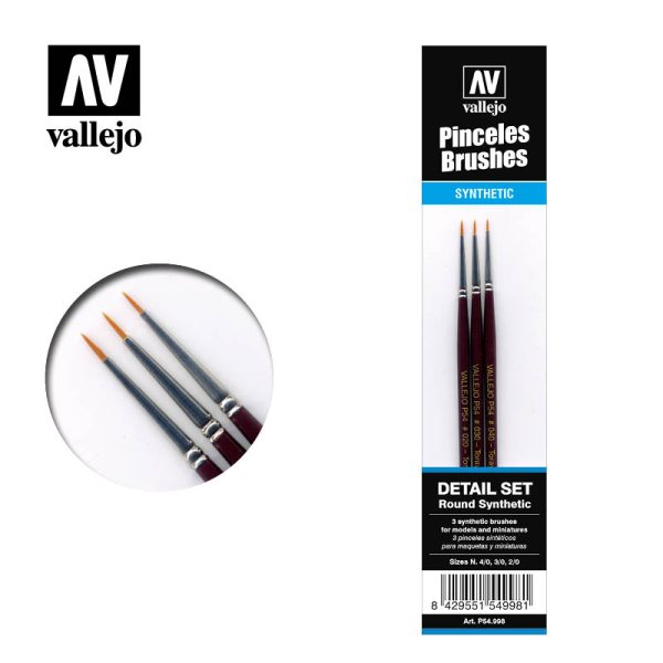 Vallejo Definition Brush Set- Synthetic fibers (Sizes 4 0; 3 0 & 2 0) Online Sale