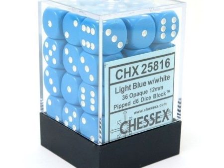 Chessex Opaque 12mm d6 Light Blue White Block (36) Cheap