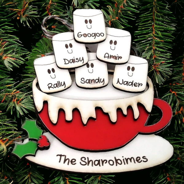 Personalized marshmallow cup wooden ornament Discount