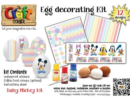 Egg colouring kit 6 (Baby mickey & pastel decorations) on Sale