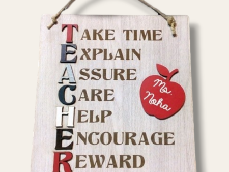 Wooden personalized TEACHER plaque For Sale