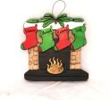 Personalized fireplace with stockings wooden ornament Online Sale