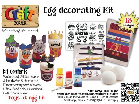 Egg colouring kit 10 (3D boys characters kit) For Sale