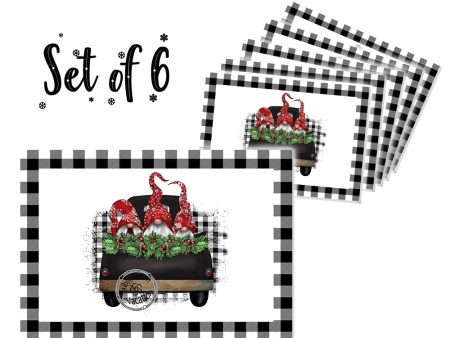 Canvas Printed tablemats (Set of 6).. Black & white checkered design Fashion