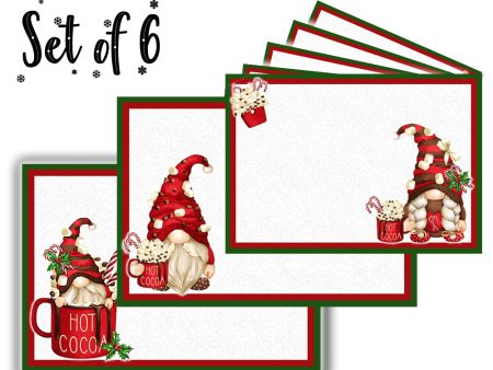 Canvas Printed tablemats (Set of 6).. Hot chocolate gnomes design Discount