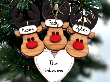 Personalized Reindeer wooden ornament For Sale