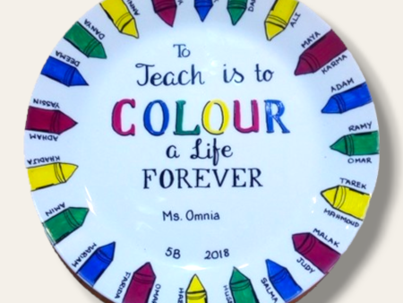 Hand painted Crayons plate for Teacher from Class on Sale