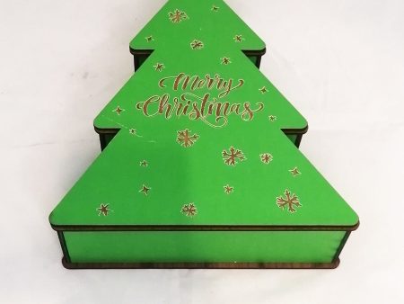 Wooden green Christmas tree box Sale