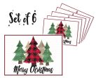 Canvas Printed tablemats (Set of 6).. Christmas trees design Cheap